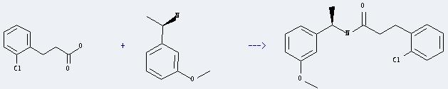 3-(2-Chlorophenyl)propionic acid can react with (R)-1-(3-methoxyphenyl)ethylamine to get 3-(2-chloro-phenyl)-N-[1-(3-methoxy-phenyl)-ethyl]-propionamide